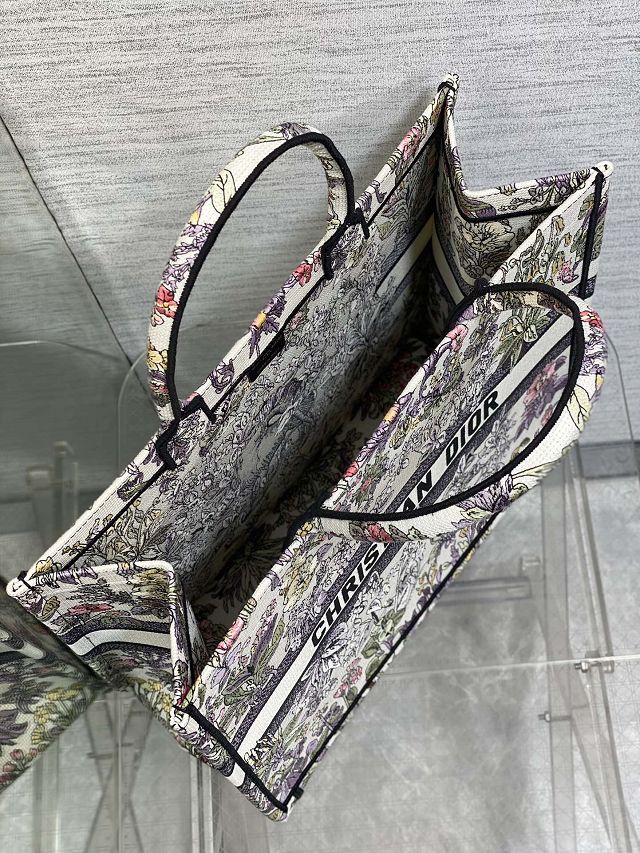 Dior original cotton large book tote bag M1286 white&purple