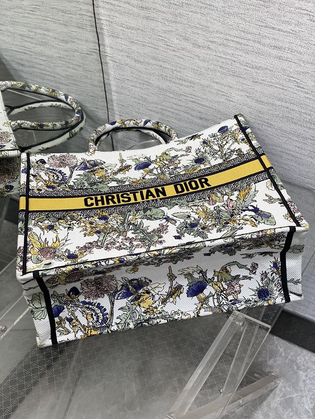 Dior original cotton large book tote bag M1286 white&yellow