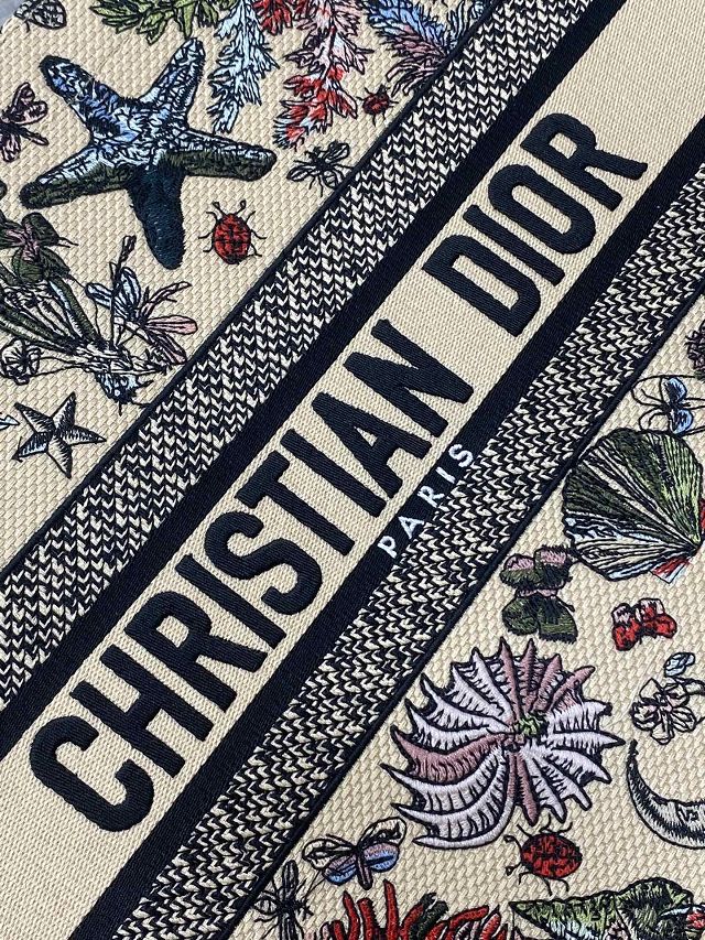 Dior original cotton medium book tote bag M1296 beige