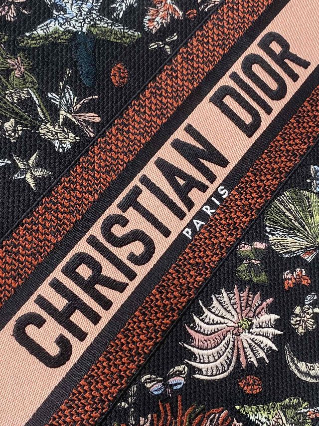 Dior original cotton medium book tote bag M1296 black&pink