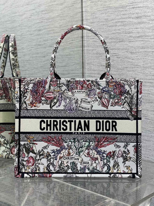 Dior original cotton medium book tote bag M1296 white