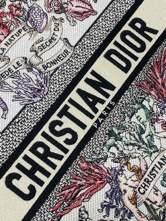 Dior original cotton medium book tote bag M1296 white