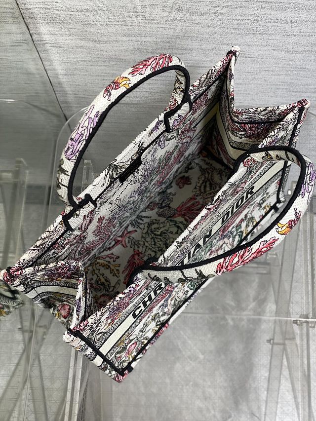 Dior original cotton medium book tote bag M1296 white