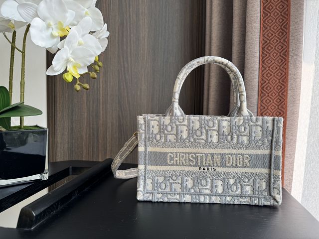 Dior original cotton mini book tote S5573 grey