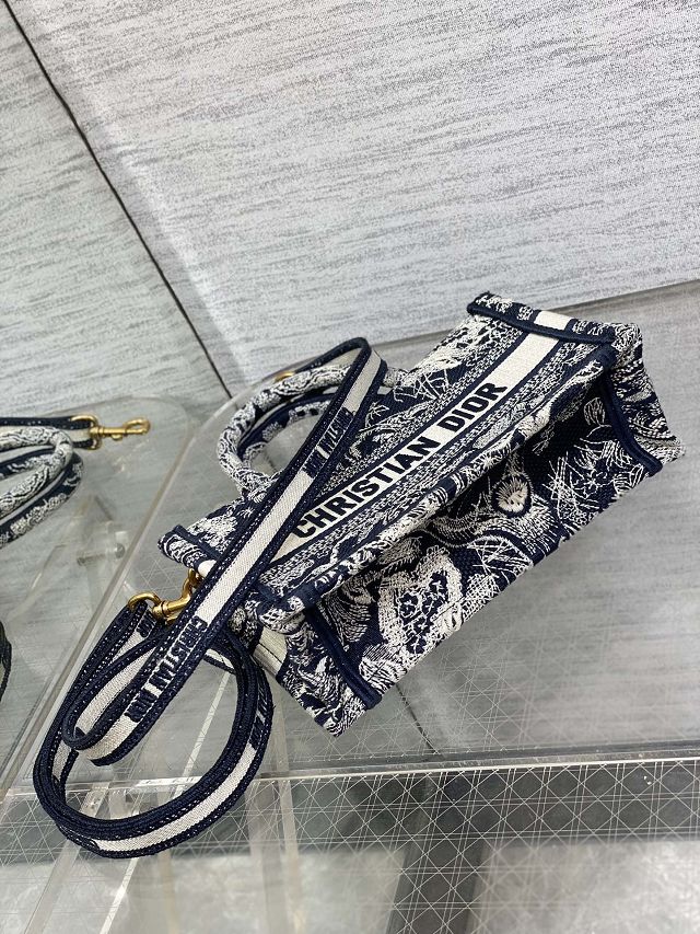 Dior original cotton mini book tote S5573-2 blue