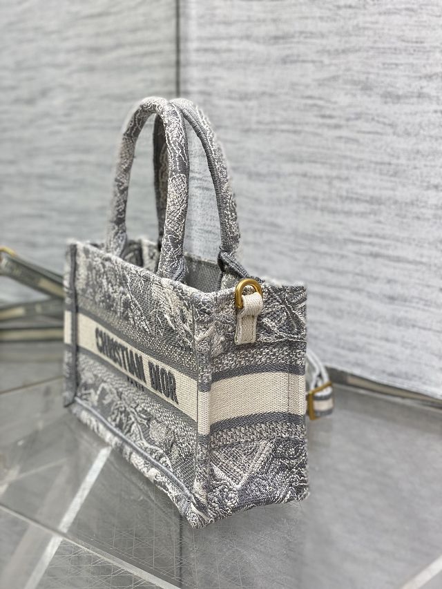 Dior original cotton mini book tote S5573-2 grey