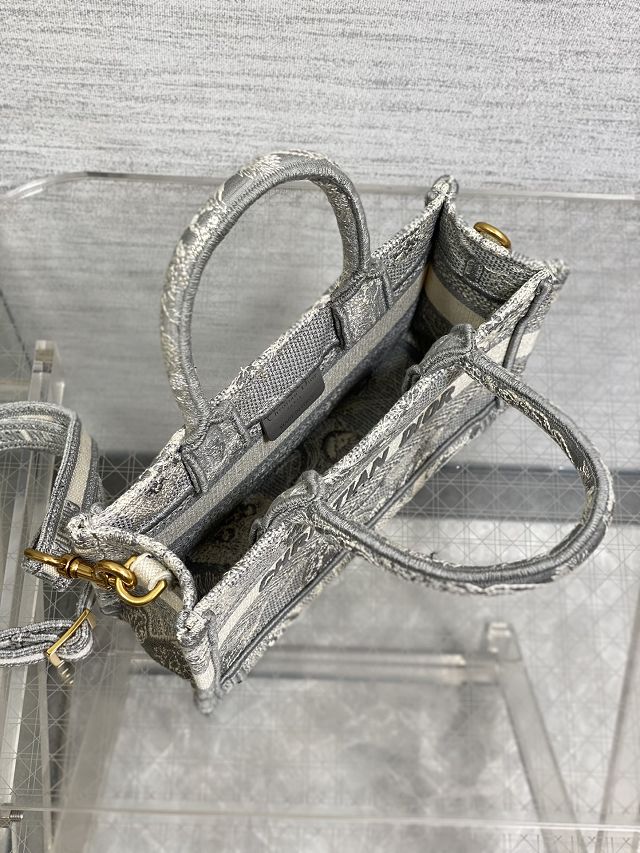 Dior original cotton mini book tote S5573-2 grey