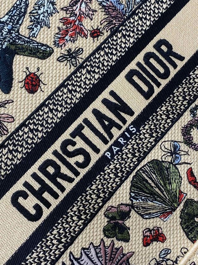 Dior original cotton small book tote bag M1265 beige