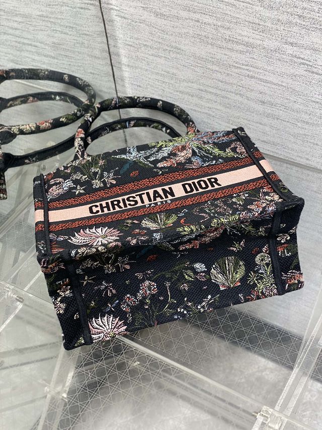 Dior original cotton small book tote bag M1265 black&pink