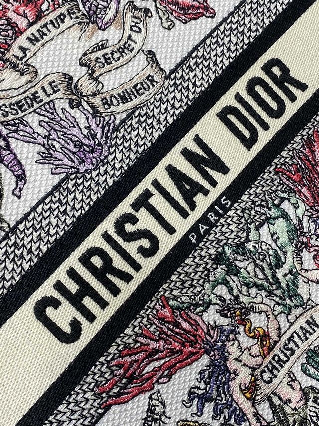 Dior original cotton small book tote bag M1265 white&black