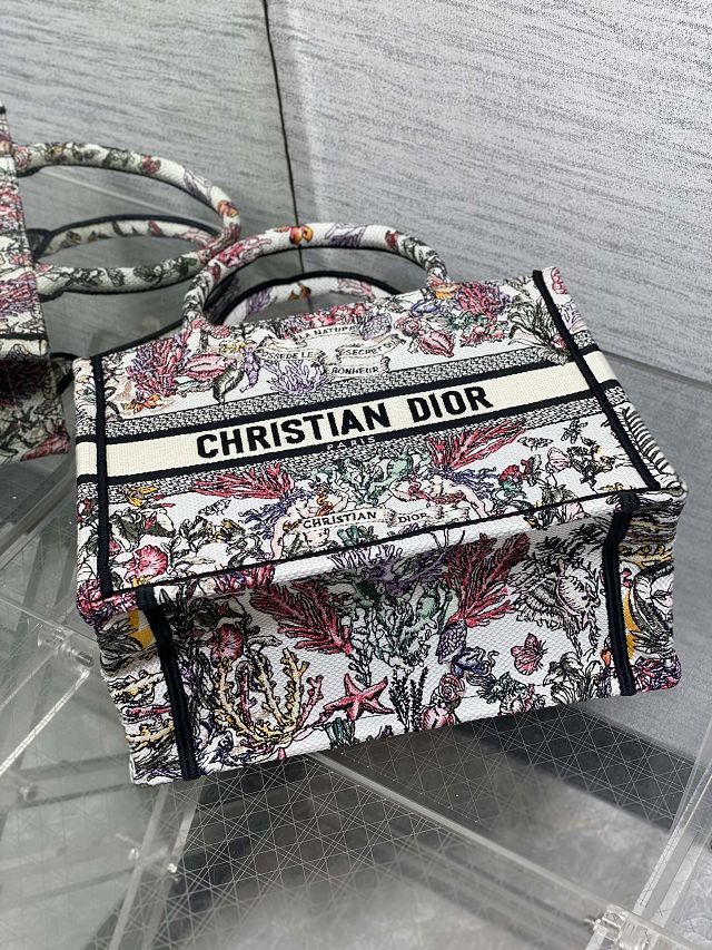 Dior original cotton small book tote bag M1265 white&black