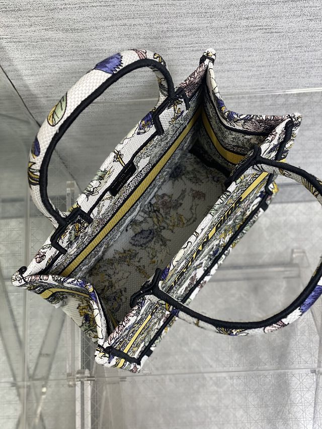 Dior original cotton small book tote bag M1265 white&yellow