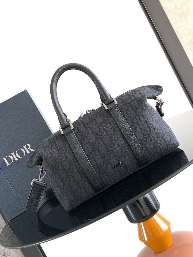 Dior original jacquard Weekender 25 handbag 1ESPO322 black