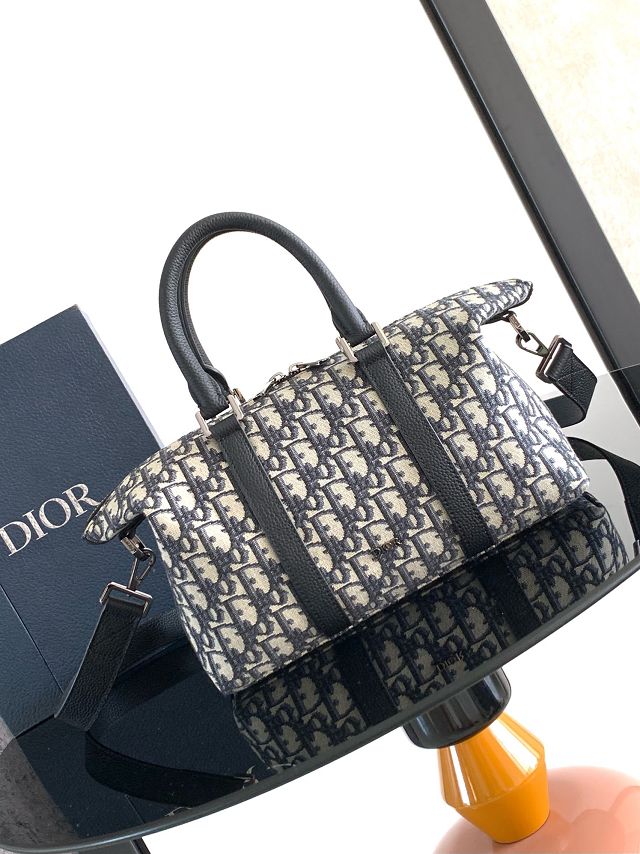 Dior original jacquard Weekender 25 handbag 1ESPO322 blue