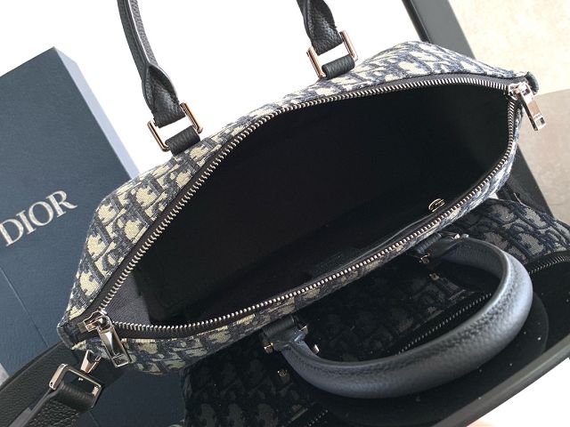 Dior original jacquard Weekender 25 handbag 1ESPO322 blue