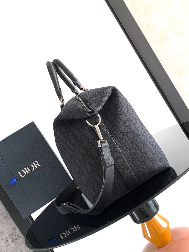 Dior original jacquard Weekender 40 handbag 1ESDU134 black