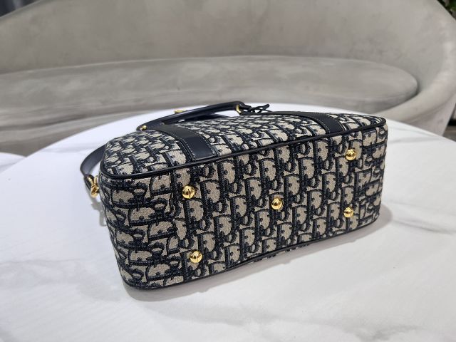 Dior original jacquard large d-vibe bowling bag M1341 blue