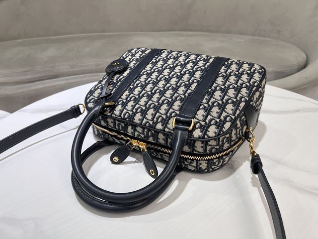 Dior original jacquard large d-vibe bowling bag M1341 blue