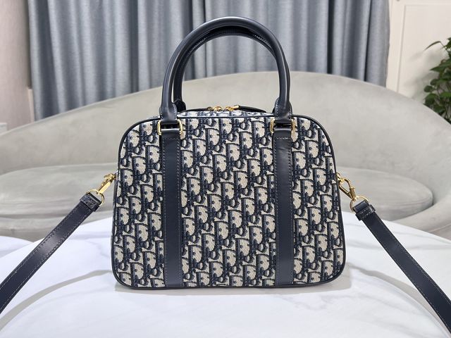 Dior original jacquard large d-vibe bowling bag M1341 blue