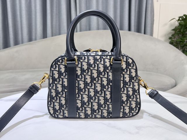 Dior original jacquard medium d-vibe bowling bag M1340 blue