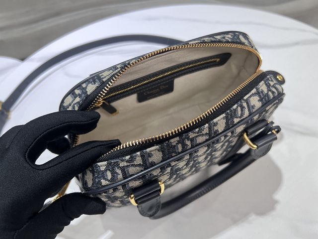 Dior original jacquard medium d-vibe bowling bag M1340 blue