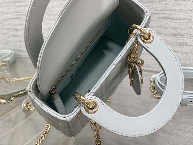 Dior original lambskin mini lady bag M0505 light blue