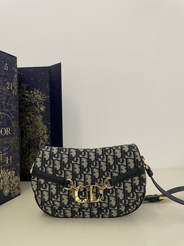 Dior original cotton besace shoulder bag S9219 blue