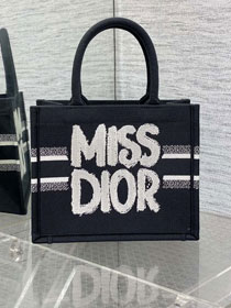Dior original cotton small book tote bag M1265 black