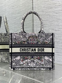 Dior original cotton small book tote bag M1265 white&black