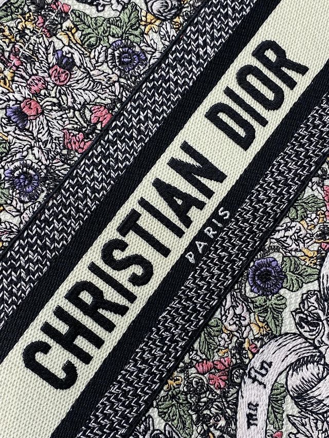 Dior original cotton small book tote bag M1265 white&black