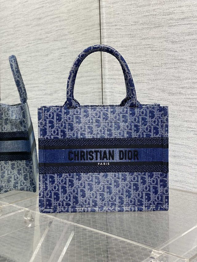 Dior original denim small book tote bag M1265 blue