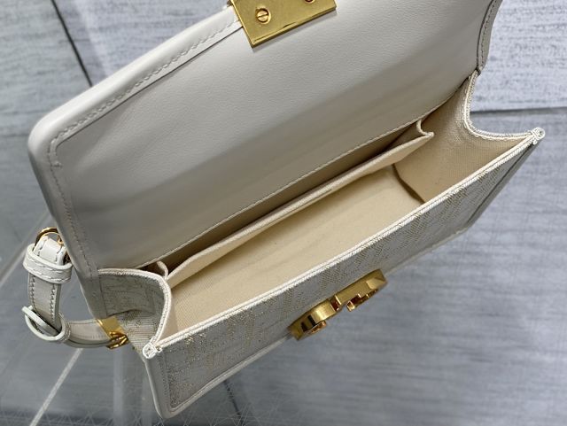 Dior original calfskin&cotton 30 montaigne east-west bag M9334 white