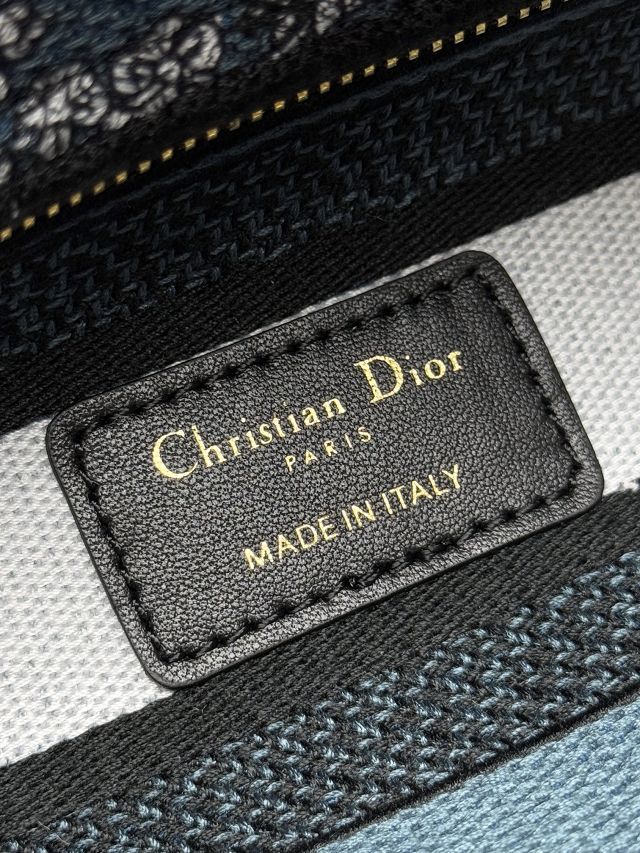 Dior original cotton medium lady bag M0565 blue