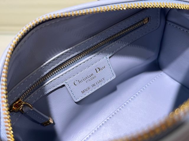 Dior original calfskin groove 20 bag M1364 light blue