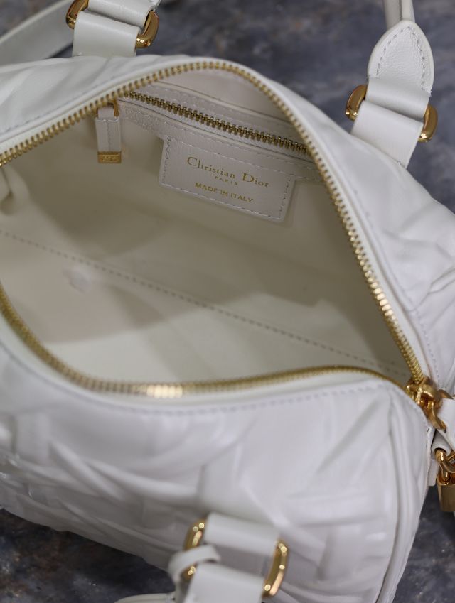 Dior original calfskin groove 20 bag M1364-2 white