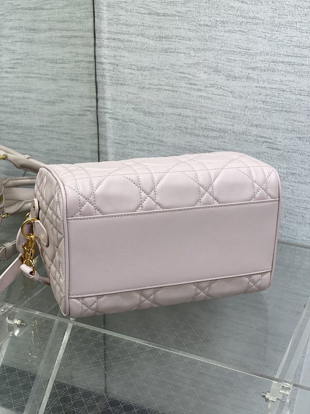 Dior original calfskin groove 25 bag M1365 light pink