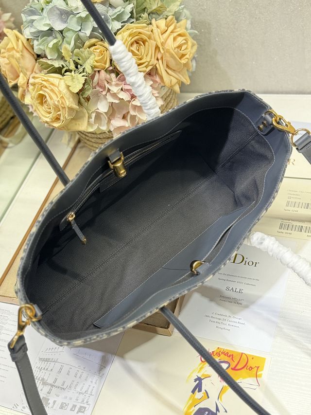 Dior original cotton medium toujours tote bag M1166 blue