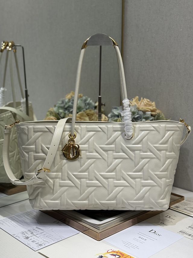 Dior original calfskin large toujours tote bag M1167 white