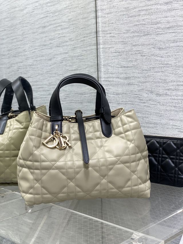 Dior original calfskin medium toujours bag M2821 beige&black