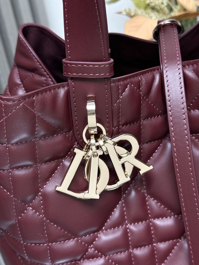 Dior original calfskin medium toujours bag M2821 bordeaux