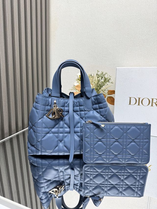 Dior original calfskin medium toujours bag M2821 denim blue