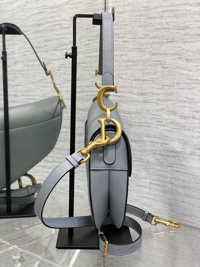 Dior original grained calfskin saddle bag M0455 light blue