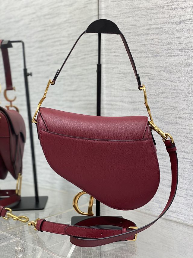 Dior original grained calfskin saddle bag M0455 wine