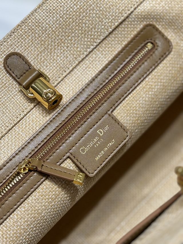 Dior original raffia large toujours tote bag M1167 apricot