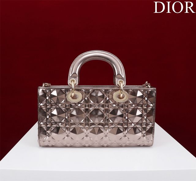 Dior original calfskin medium lady D-Joy bag M0540 brozen