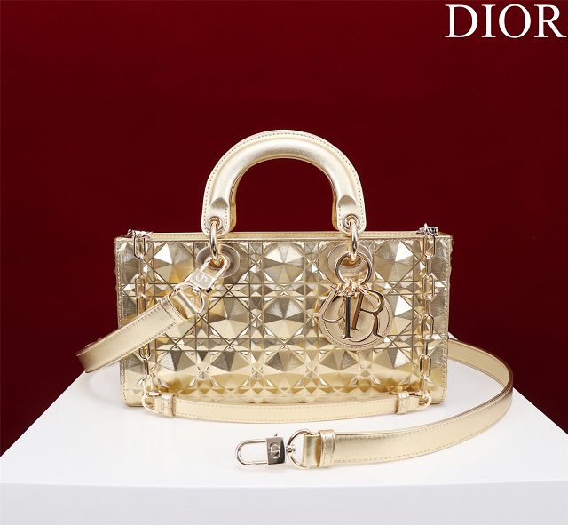 Dior original calfskin medium lady D-Joy bag M0540 gold