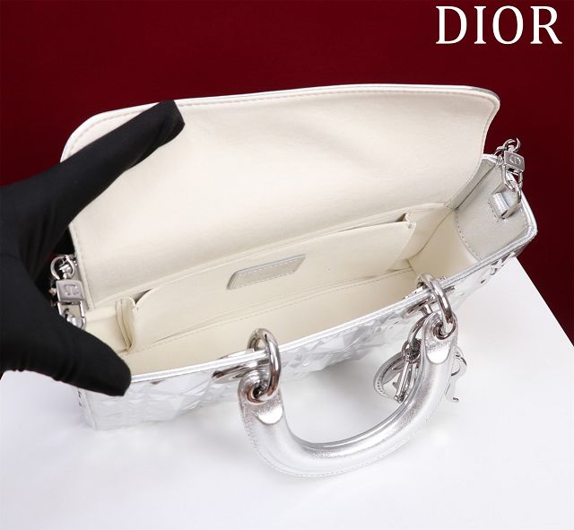 Dior original calfskin medium lady D-Joy bag M0540 silver