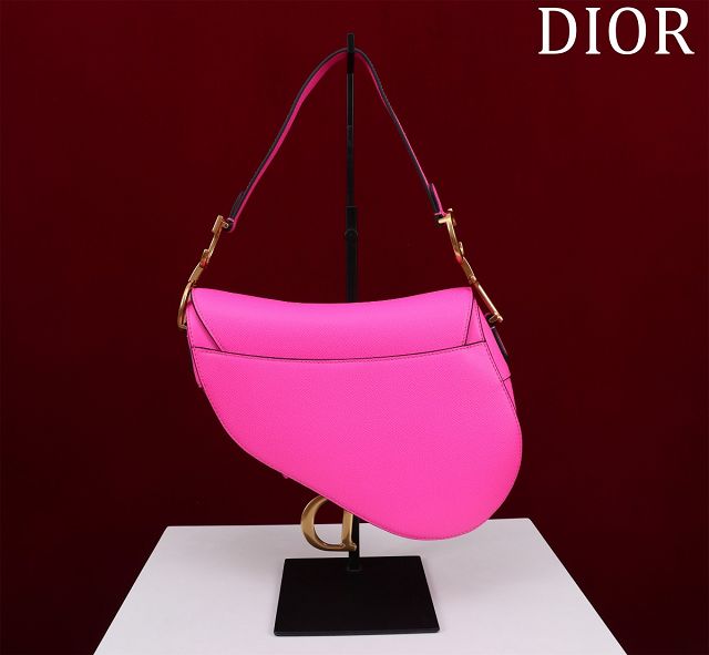 Dior original grained calfskin saddle bag M0455 rose red