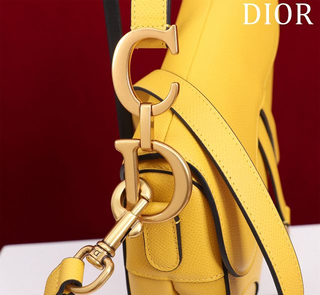 Dior original grained calfskin saddle bag M0455 yellow