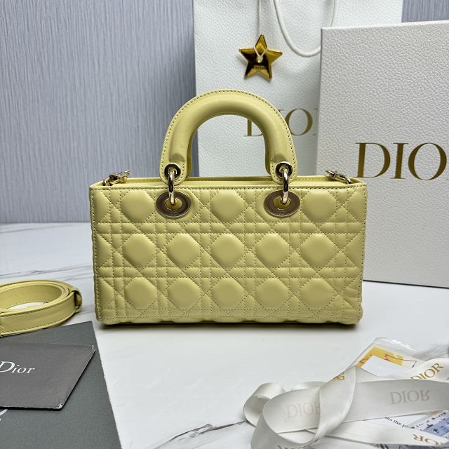 Dior original lambskin medium lady D-Joy bag M0540 yellow